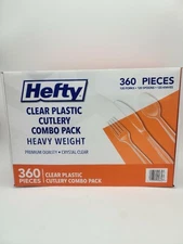 Hefty Heavy Duty Clear Plastic Assorted Cutlery, 360 Total Count, 120 of each
