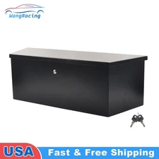 35" X 12" X 11.8" Black Steel Trailer Tongue Tool Box Truck Bed Storage w/ Lock