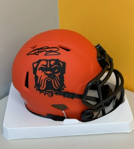 Johnny Manziel Signed Browns Rave Mini Helmet Beckett W BAS COA