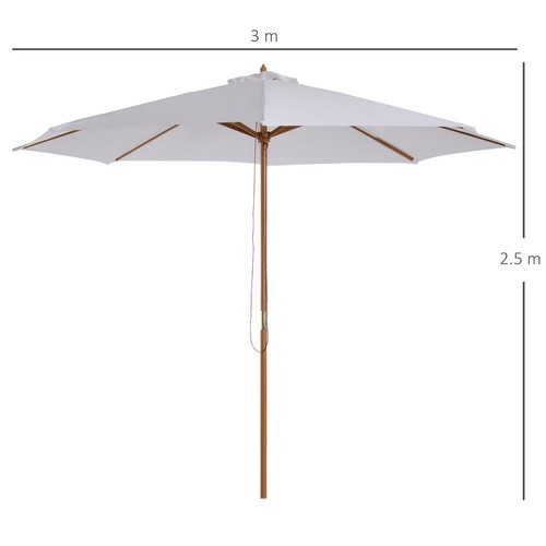 (3m) Fir Wooden Garden Parasol Bamboo Sun Shade Patio Outdoor Umbrella Canopy - Picture 11 of 12