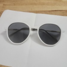 SOJOS SJ2181 White Geometric Sunglasses Gray Lenses Gold Tone UV400 