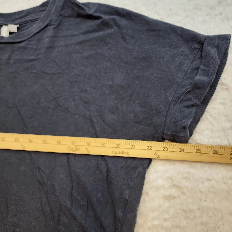 asos Cropped Oversized Tee T-shirt 10 Black 100% Cotton Short Cuffed Sleeves - Image 3 of 4