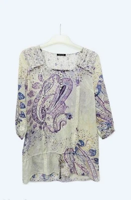 Blouse MASSIMO DUTTI, mauve, Coton Soie, T 36, TBE - Photo 1/4