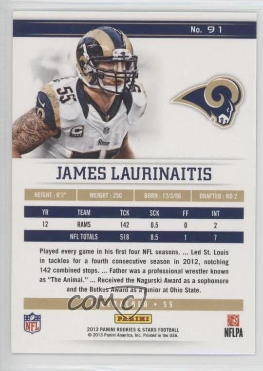 2013 Panini Rookies & Stars Longevity James Laurinaitis #91 - Image 2 of 2
