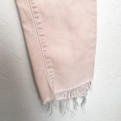 Mother Looker Ankle Step Fray Denim Jeans Pink Lemonade