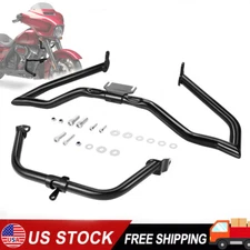 Vivid Black Chopped Engine Guard Bar Fairing Support For Harley Road Glide 15-24