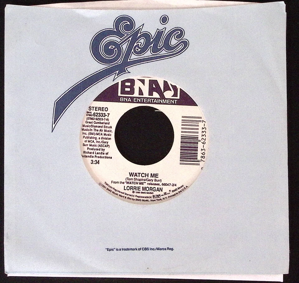 LORRIE MORGAN SHE'S TAKIN' HIM BACK AGAIN/WATCH ME VINYL 45 VG 35-118 - Image 3 of 3