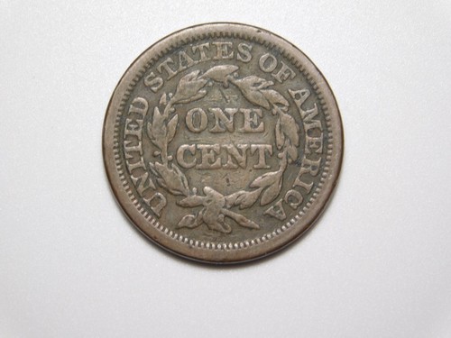 US COINS 1844 BRAIDED HAIR LARGE CENT *BENT* - Picture 6 of 7