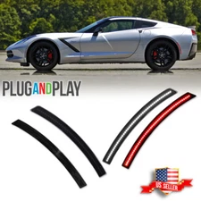 4PCS Smoked LED F&R White Red Side Marker Lights For Chevy Corvette C7 2014-2019