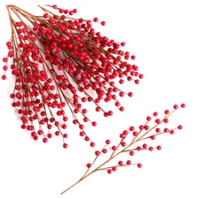 Group of 12 Red Hand Wrapped Artificial 18" Berry Sprays