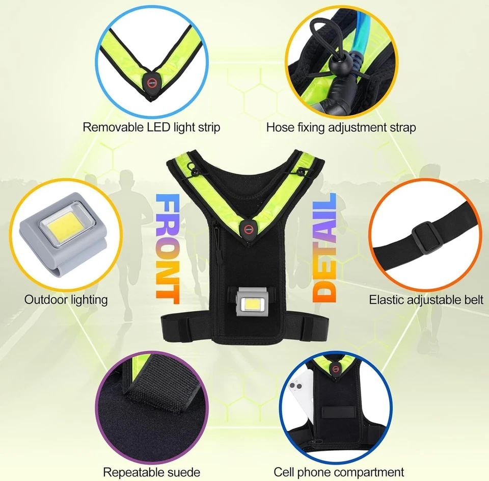 Running Vest for Women Men, Adjustable Hydration Vest Running with Water Bladder - Image 3 of 4
