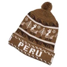 New Peru Peruvian Alpaca Trendy Handmade Soft Knit Chullo Beanie Hat With Pompom