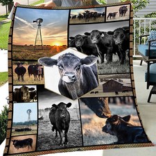 3D Black Cow Fleece Blanket Special Gift Men Women Girl Boy For Birthday