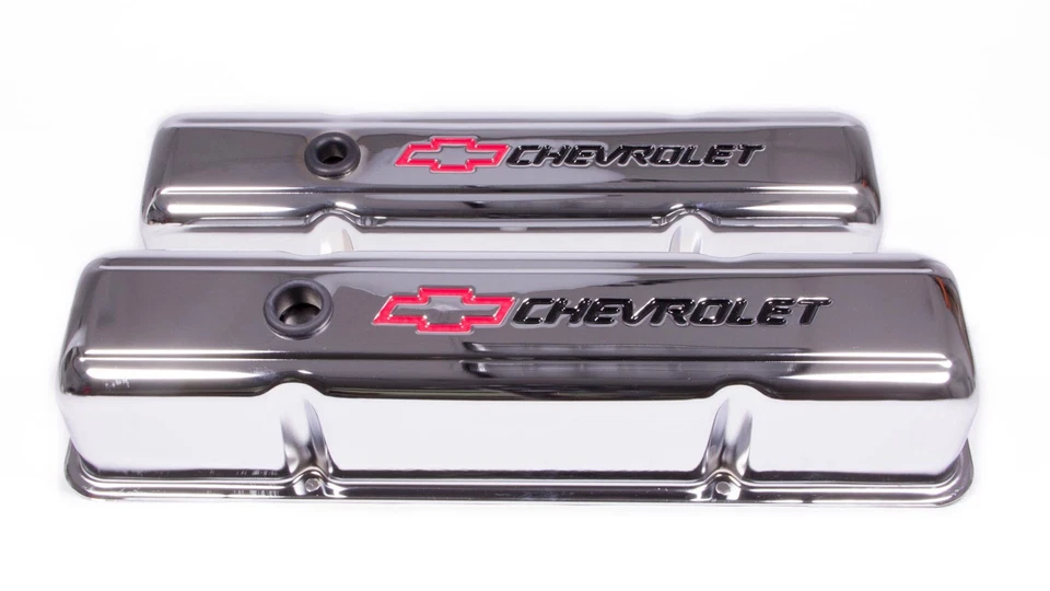 1971-1986 Chevrolet pickup small block valve covers BOWTIE chrome tall profile - Image 2 of 4