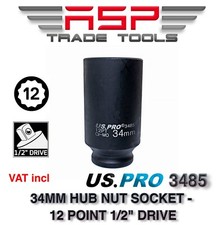 12 Point 34 MM Hub Nut DEEP IMPACT  1/2"Dr Drive Shaft Socket US PRO 3485