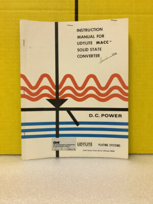 Udylite Macc Solid State Converter Instruction