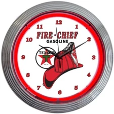 Neonetics 8TXFIR Texaco Fire Chief Gasoline 15 Inches Neon Clock