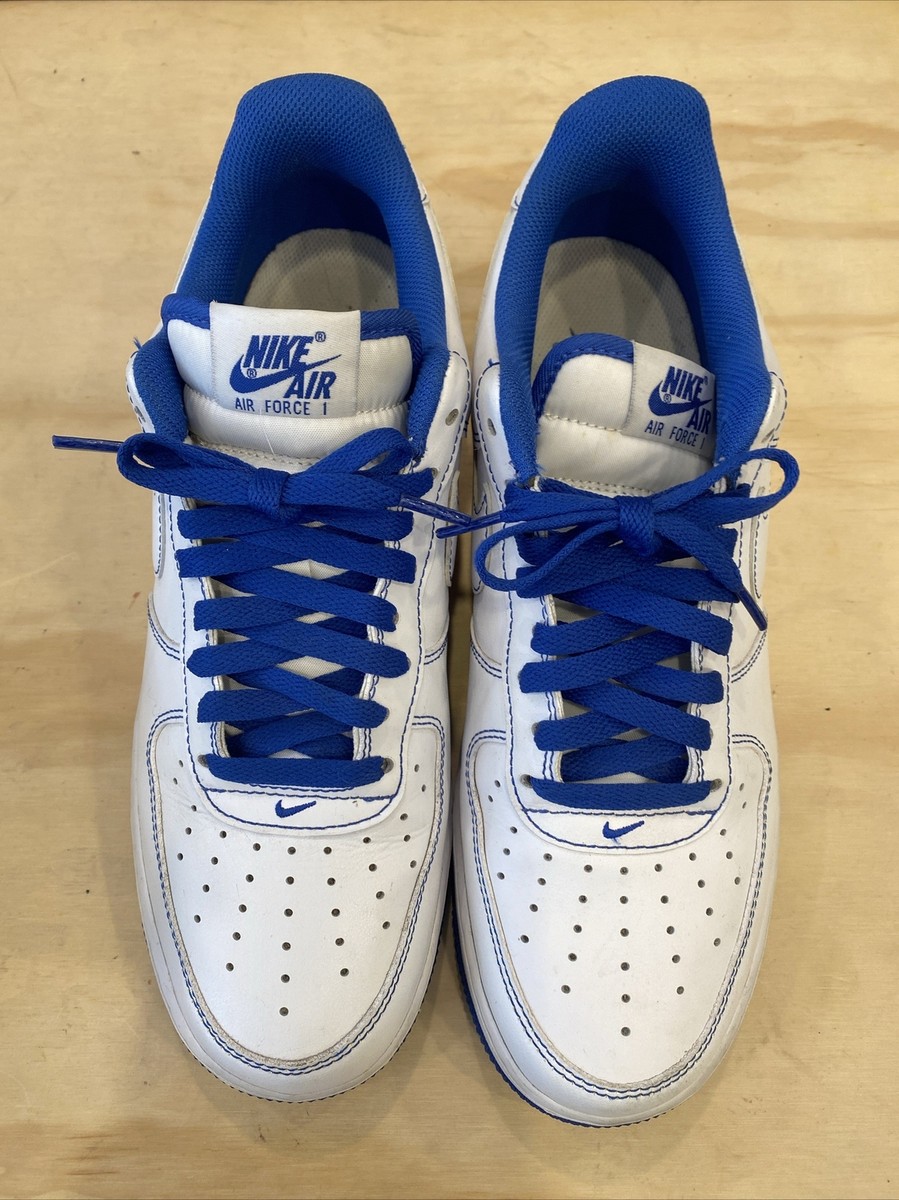 0038) Nike Air Force 1 AF1 “Contrast Stitch” White/Game Royal