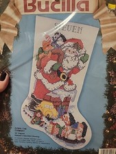 Christmas Stocking Cross Stitch Kit Bucilla Down the Chimney Holiday Personalize