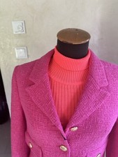 ZARA BLAZER TWEED BOUCLE S(34/36) NEON PINK