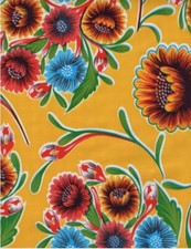 Oilcloth Fabric Beautiful Blooms Yellow Pattern Sold in Yard or Bolt