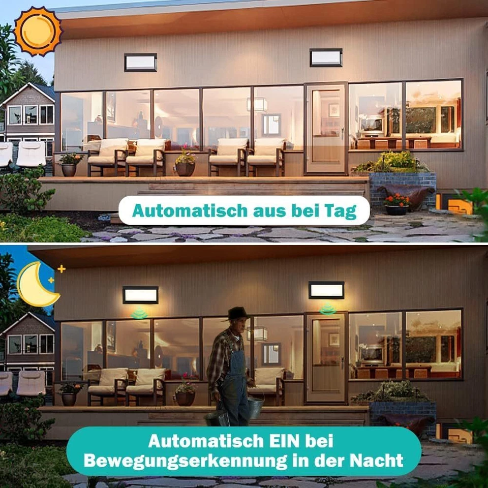 18W LED Außenleuchte mit Bewegungsmelder Wandleuchte Anthrazit Sensor Außenlampe - Bild 3 von 4