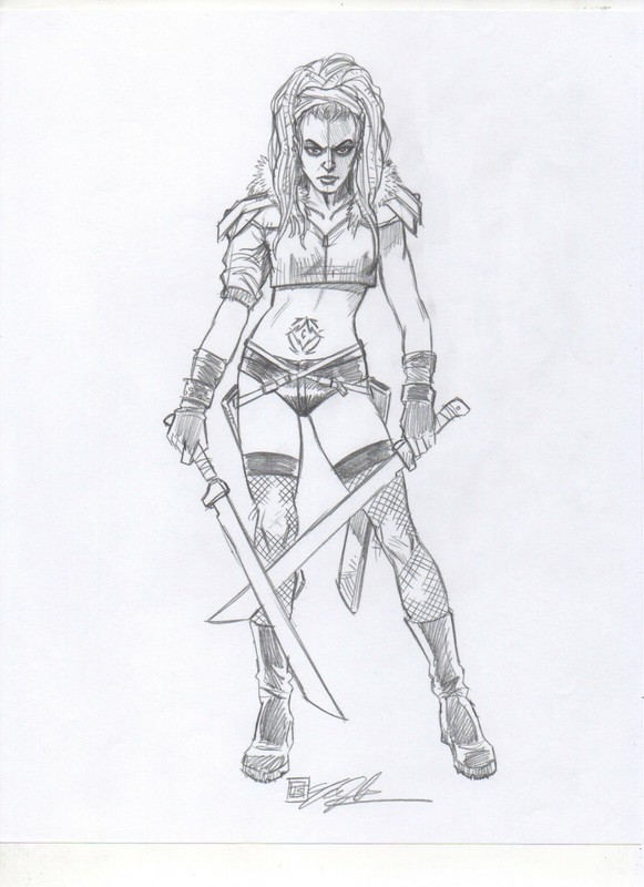 Daredevil Typhoid Mary ORIGINAL PENCIL SKETCH by Tim Shinn