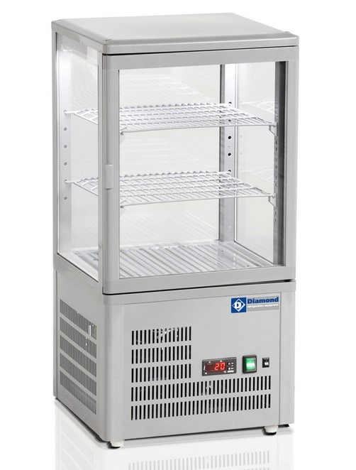 Kuchenvitrine Dessertvitrine Kühlvitrine Tischvitrine in Grau 60L Gastlando