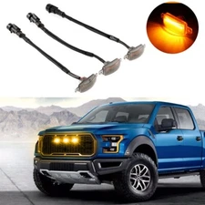3pcs LED Amber Grille Lights Kit Universal For Ford Truck SUV SVT Raptor Style