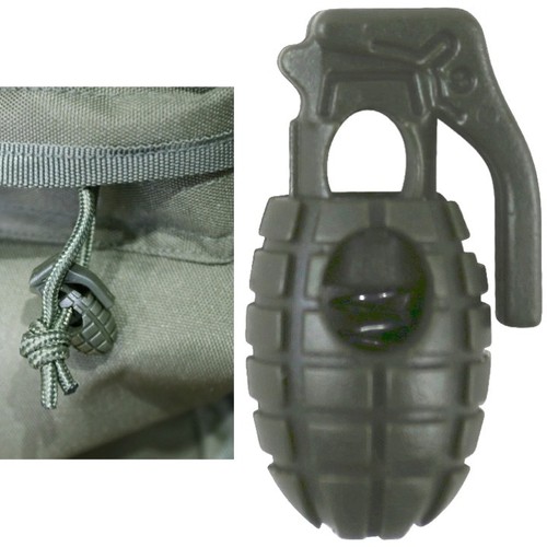 ARMY GRANADA FORMA CORDÓN TAPÓN BLOQUEO x8 PACK ROPA EXTREMO PALANCA METAL RESORTE - Imagen 5 de 6