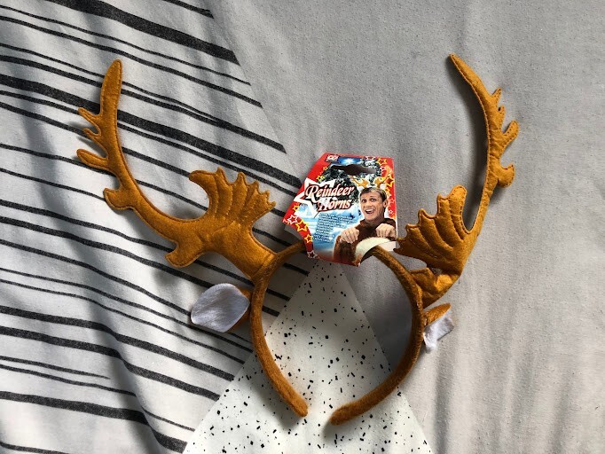 Christmas Reindeer Horns Fancy Dress Festive Brown Antlers with Ears on Headband