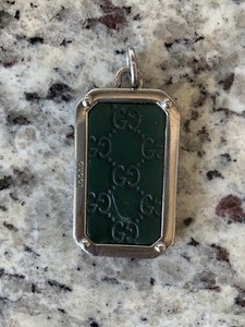 gucci sterling silver dog tag necklace