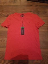 Image of Tommy Hilfiger Boys Basic T-Shirt Apple Red Heather Size 140 Age 10