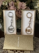 Michael Kors Keychain Charm; Goldtone Or Slvrtone Metal W/Rhinestones; New W/Box