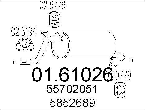 Silencieux arrière Opel Corsa E 1.3 CDTI haute réduction sonore