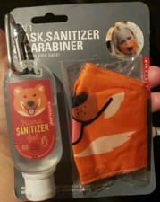 KIKKERLAND Children's 3 In 1 Face Mask, Sanitizer, Carabiner DOG FACE