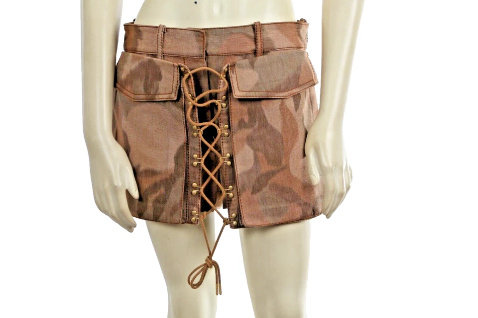 Pantalones Cortos de Denim Ikat Camuflados Bolsillo Con Cordones Talla 4 Foto 3 de 4