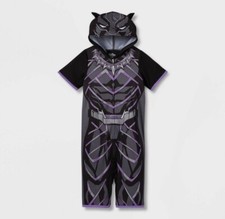 Marvel Black Panther One Piece Pajamas Hooded Union Suit Size XS 4/5