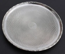 ORIENT LINE SOLD ONBOARD FINE SOUVENIR ENGINE TURNED 6" FOOTED CALLING CARD TRAY