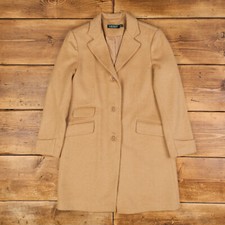 Vintage Ralph Lauren Wool Jacket S Camel Overcoat Beige Womens Button