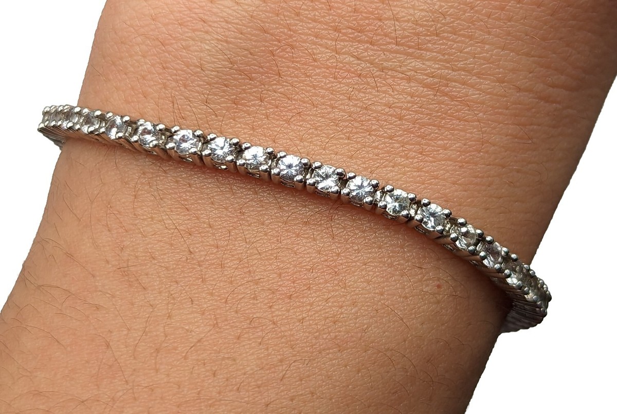Signed P✩M Sterling Silver 925 CZ Cubic Zirconia Tennis