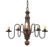 Irvin's Medium Norfolk Wood Chandelier - Country Primitive Hartford Colors