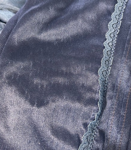 Texsheen Azul Oscuro Festoneado Encaje Borde Medio Deslizamiento Talla Mediana/Camisola Mediana De Colección - Imagen 16 de 16
