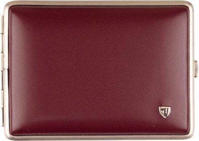 v.H GERMANY ! 100's ×18 CIGARETTE CASE / RED SOFT LEATHER & NICKEL RIM