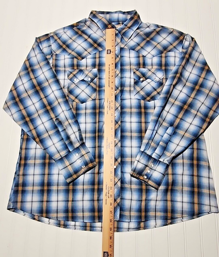 Wrangler Western Wear 2XL Plaid Pearl Snap Long Sleeve Button Sawtooth Shirt - Picture 3 of 15