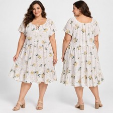 Torrid Size 2 (2X) Floral Tiered Dress Cottagecore Romantic Contemporary Casual