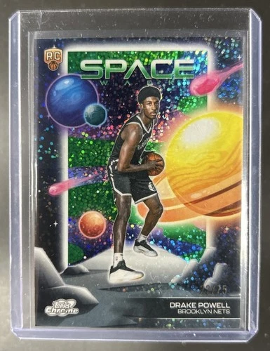 2025-26 Topps Cosmic Chrome Drake Powell Space Walk RC Green Dust Refractor #/75