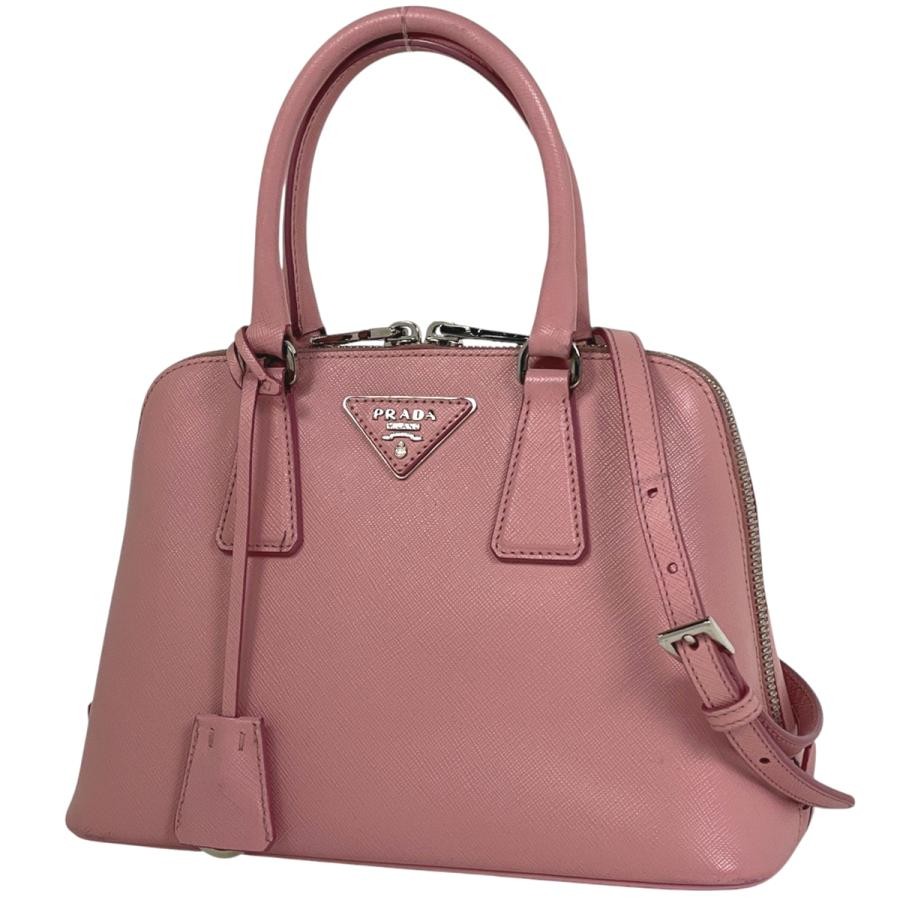 PRADA Promenade 2-Way Shoulder Handbag Saffiano Leather Pink #BS1217