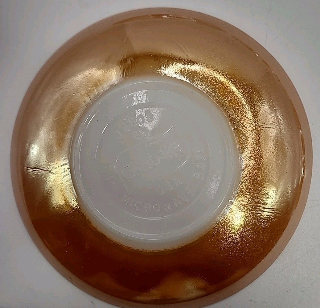 Vintage 4 Glasbake By Jeanette Glass Marigold Lustreware Plates 1960s-1970s