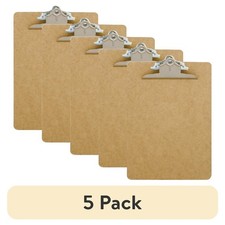 5-Pack Hardboard Clipboards with High Capacity Clip for Office School Use